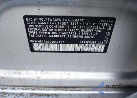 2012 Volkswagen Cc Sport z USA, uszkodzony, nr VIN WVWMP7AN0CE543467